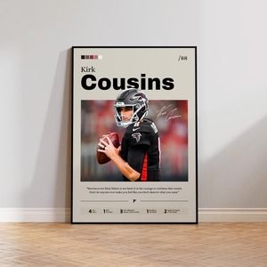 Kirk Cousins Poster, Cousins Print Decor, Football Art, Sports Fan Gift